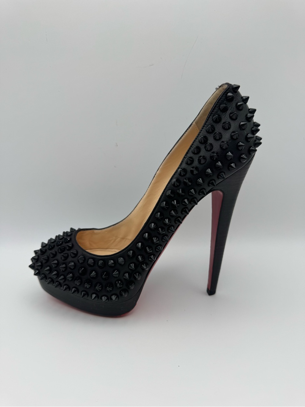 Christian Louboutin Bianca Spikes 140 Platform Pump All Black EU 37.5